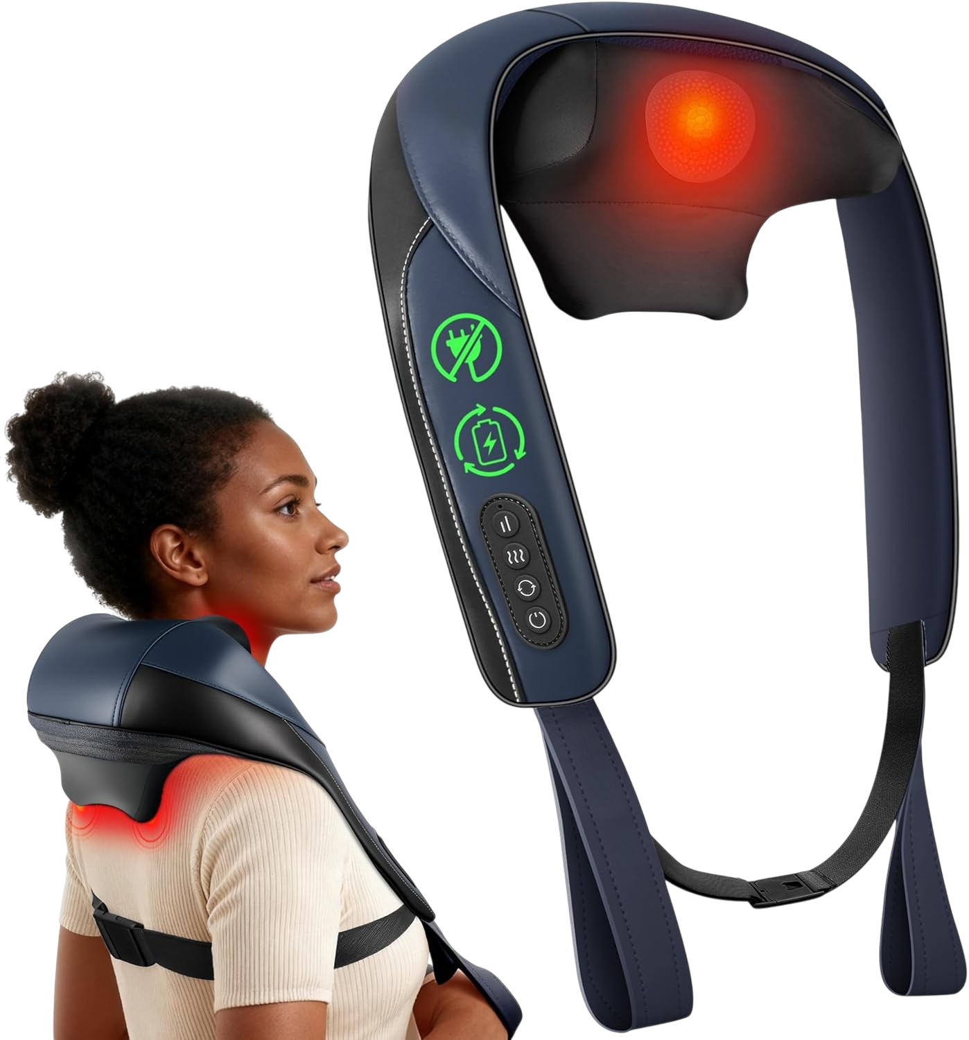 Comfier cordless 4D shiatsu neck massager with graphene heat