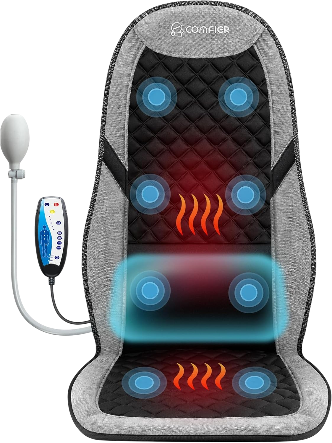 Comfier massage chair pad adjustable lumbar support with heat